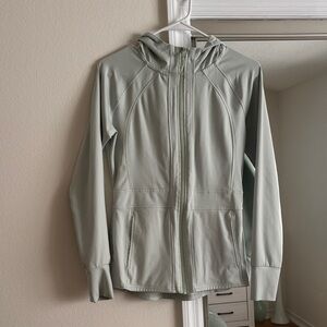 Light  Sage Green Hooded Zip-Up Jacket